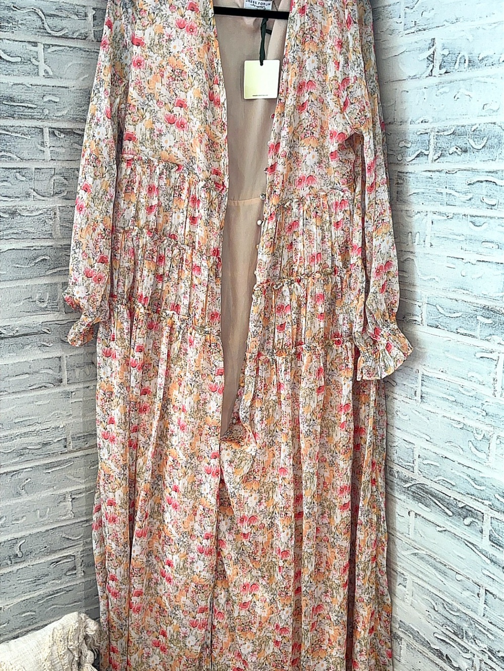 Dress Forum Floral Maxi Dress in Pink and Cream
